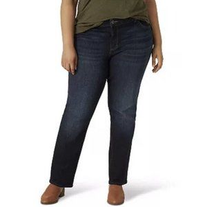 Lee Women’s Plus Size 22 Dark Wash Stretch Denim Mid Rise Straight Leg Jeans
